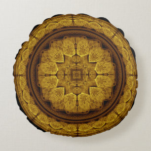 Mystical bright fractal ornament round pillow