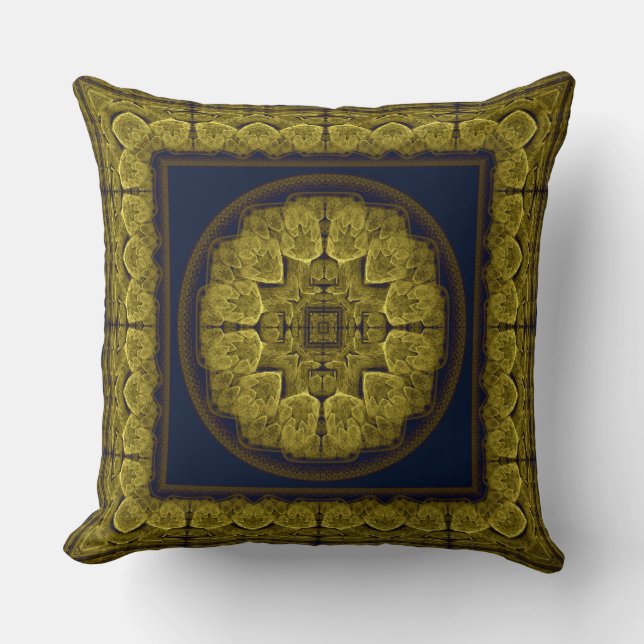 Mystical bright fractal ornament throw pillow (Front)
