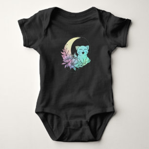 Mystical Cat Crescent Moon Pastel Goth Wicca Baby Bodysuit