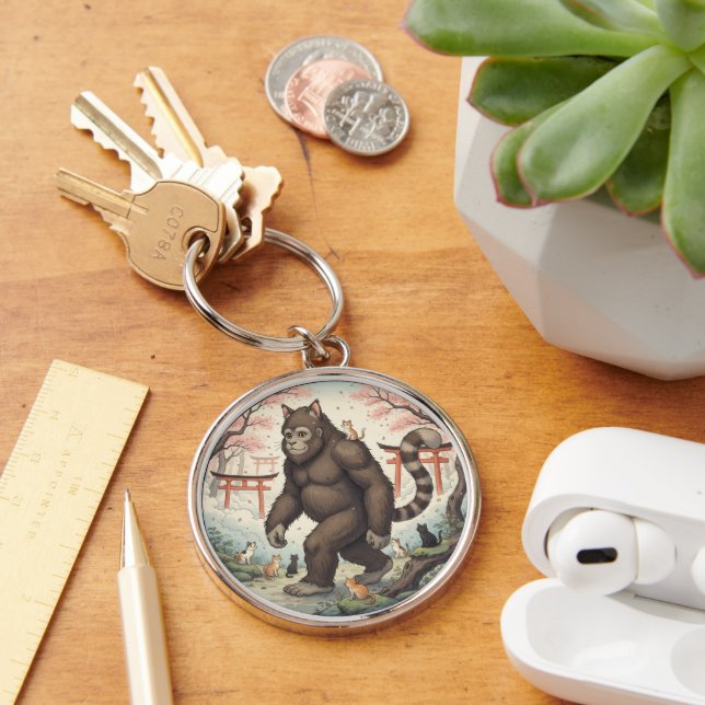 Mystical Cat-Foot in Japanese Forest Keychain (Desk)