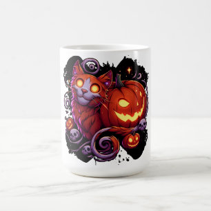 Mystical Cat & Glowing Pumpkins Coffee Mug