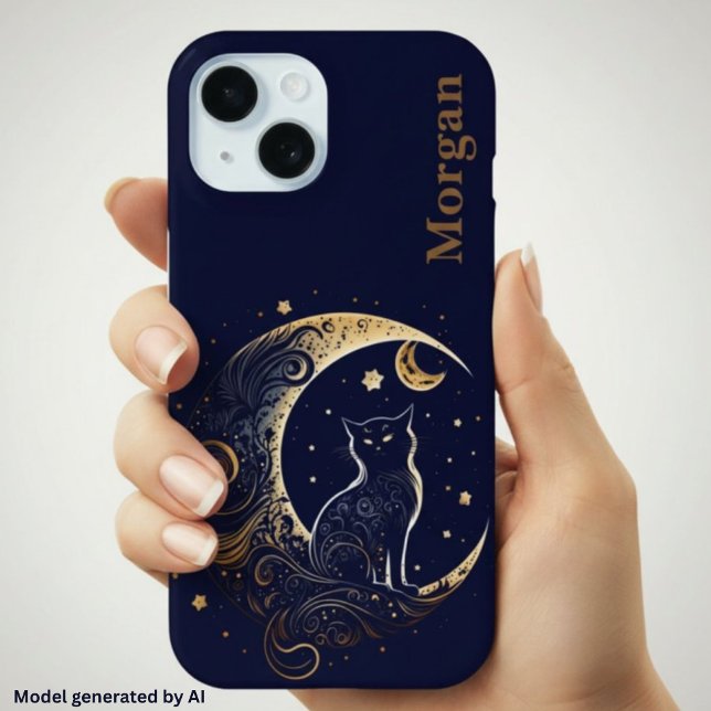 Mystical Cat Moon - Personalized Celestial Gift Case-Mate iPhone Case (Creator Uploaded)