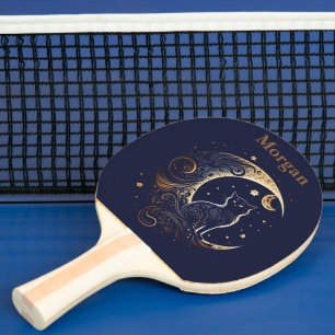 Mystical Cat Moon - Personalized Celestial Gift Ping Pong Paddle