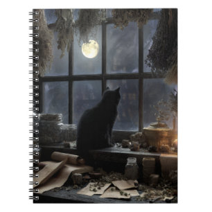 Mystical Cat Moonlit Window Notebook