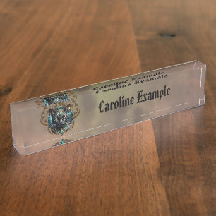 Mystical cat of Egypt, black as night, Nameplate