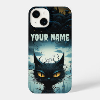 Mystical Cat Overlook: Enchanted Cityscape iPhone 14 Case