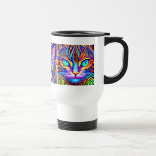 Mystical Cat Psychedelic Art Travel Mug