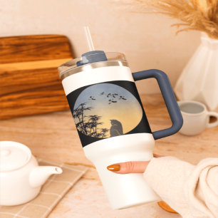 Mystical Cat Under Bamboo Sky - Japanese Art Mug