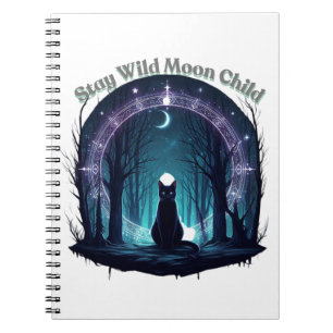 Mystical Cat Under the Moonlit Arch Notebook