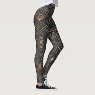 Mystical Celestial Art Deco Geometric Lotus Patter Leggings