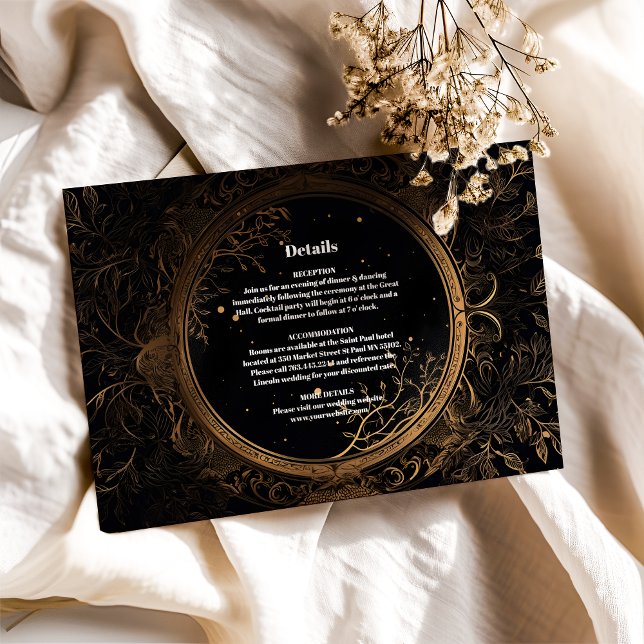 Mystical Celestial Black and Gold Wedding Enclosure Card (Creator Uploaded)
