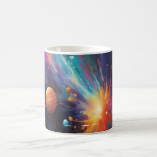 Mystical Celestial Deer Silhouette Mug Space Nebul