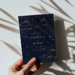 Mystical Celestial Gold Moon Clouds Wedding Invitation<br><div class="desc">Mystical celestial wedding invitation featuring beautiful gold crescent moon,  stars and clouds on a midnight blue background paired with elegant fonts for your personalized information. This invitation comes in different background colours,  burgundy and black,  which you can find in our store.</div>