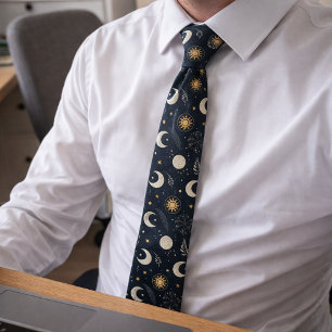 Mystical Celestial Moon Pattern  Tie