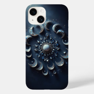Mystical Celestial Moon Phases - Elegant Blue Gems Case-Mate iPhone 14 Case