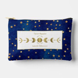 Mystical Celestial Stars Moon Phase Tarot Oracle Accessory Pouch