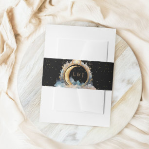 Mystical Celestial Stars Wedding Belly Band Invitation Belly Band