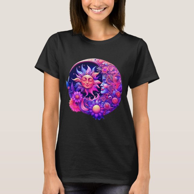 Mystical Celestial Sun And Moon T-Shirt (Front)