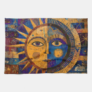 Mystical Celestial Sun Moon Alchemy Kitchen Towel