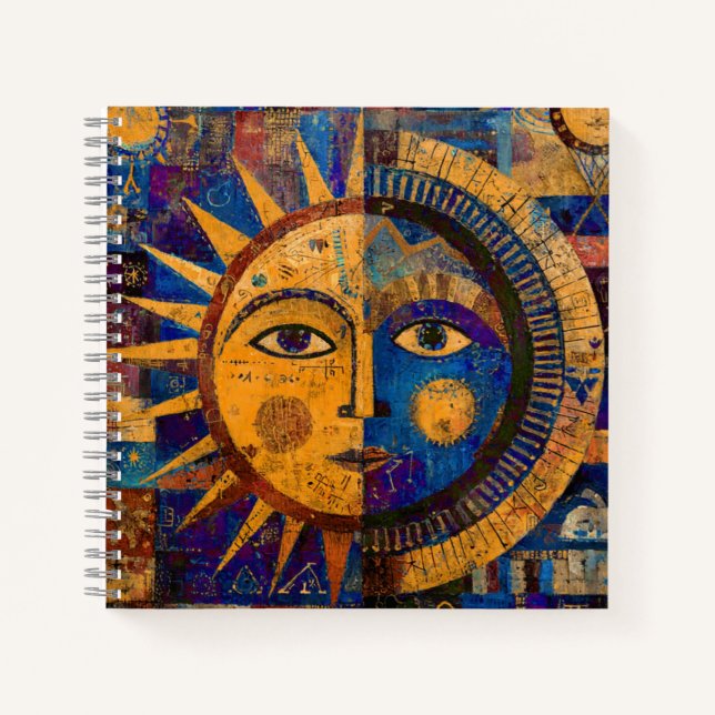 Mystical Celestial Sun Moon Alchemy Notebook (Front)