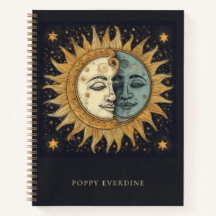 Mystical Celestial Sun Moon Face Personalized  Notebook