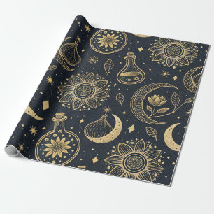 Mystical Celestial Witchcraft - Gold Botanical (2) Wrapping Paper