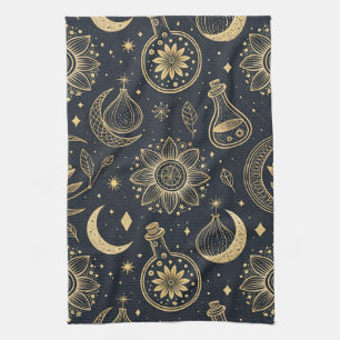 Mystical Celestial Witchcraft - Gold Botanical Kitchen Towel
