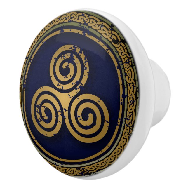 MYSTICAL CELTIC SWIRLS CIRCLE CERAMIC KNOB (Right)