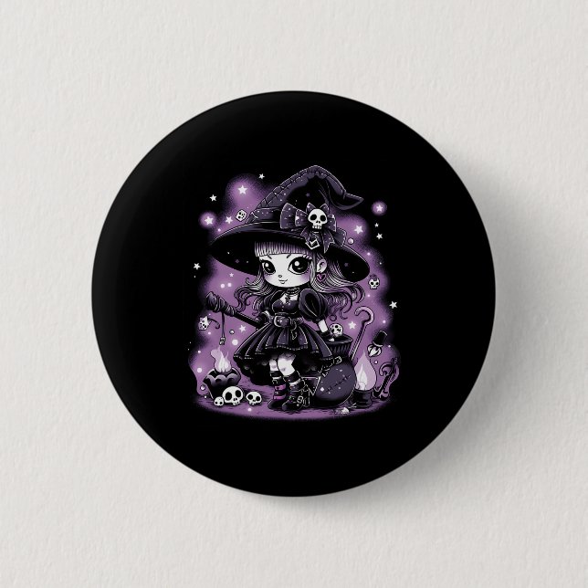 Mystical Charms Halloween Witch Graphic  2 Inch Round Button (Front)