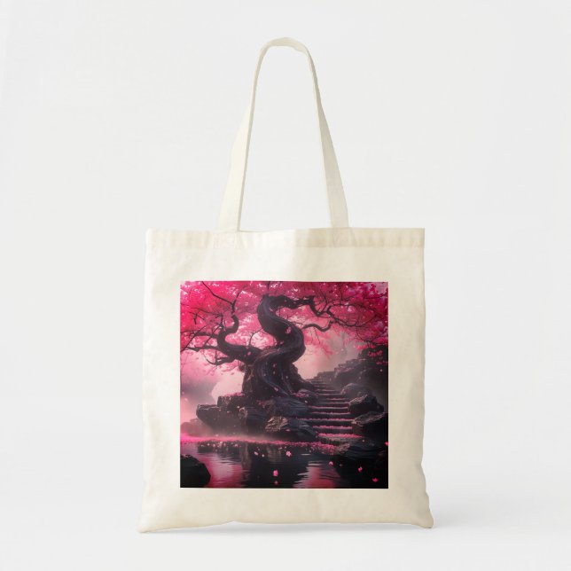 Mystical Cherry Blossom Path Tote Bag | Enchanted  (Front)
