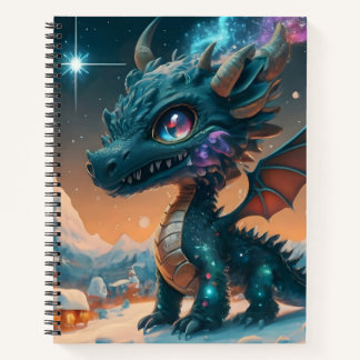 Mystical Chibi Dragon Winter Landscape  Notebook