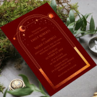 Mystical Chic Red Orange Star Moon Photo Space