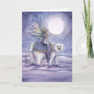 Mystical Christmas Card Fairy Riding Polar Bear