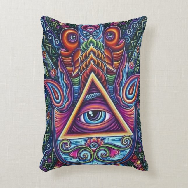 Mystical Coloured All-Seeing Eye Accent Pillow (Front(Vertical))