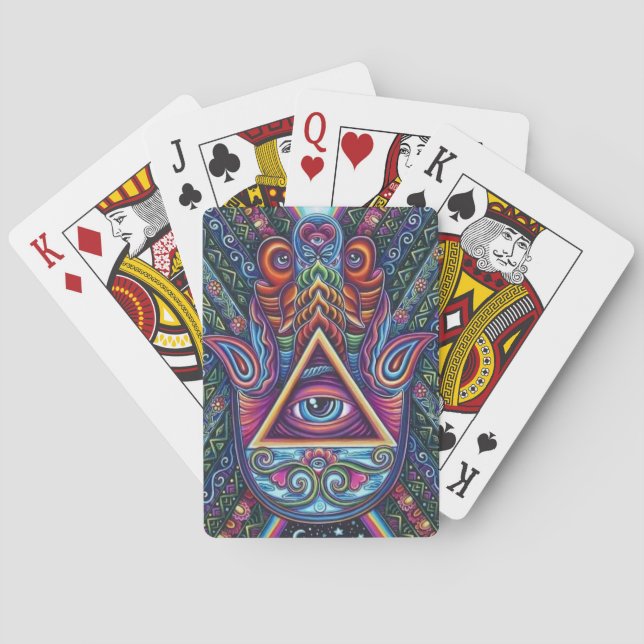 Mystical Coloured All-Seeing Eye  Playing Cards (Back)