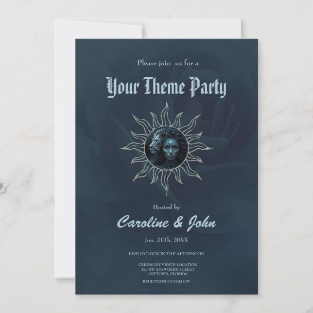 Mystical connection,  mystical woman and the lion. invitation (Front)