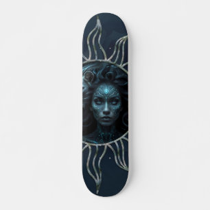 Mystical connection,  mystical woman and the lion. skateboard