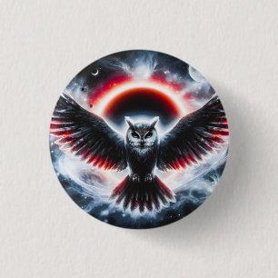 Mystical Cosmic Celestial Owl 1 Inch Round Button