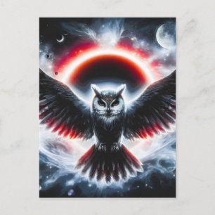 Mystical Cosmic Celestial Owl Announcement Postcard