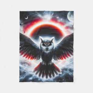 Mystical Cosmic Celestial Owl Fleece Blanket