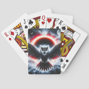 Mystical Cosmic Celestial Owl Playing Cards