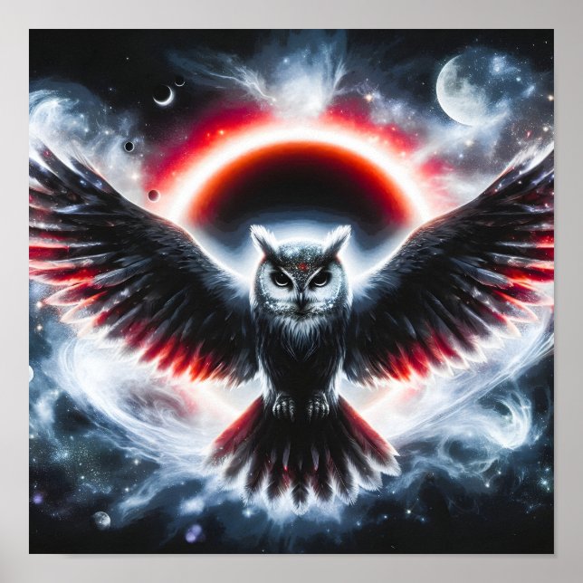 Mystical Cosmic Celestial Owl Poster (Front)