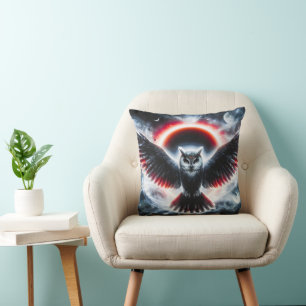 Mystical Cosmic Celestial Owl Throw Pillow