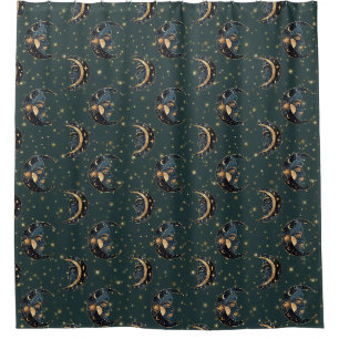 Mystical Crescent Moon Star Pattern
