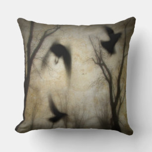 Mystical Crow Forest Throw Pillow
