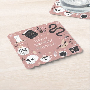 Mystical Crystal Fortune Teller Birthday Party Paper Coaster