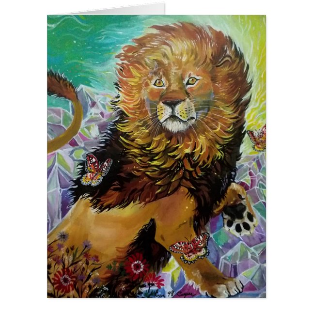 Mystical Crystal Lion Painting "New Worlds"   (Front)