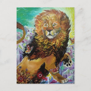 Mystical Crystal Lion Painting "New Worlds"  Postcard