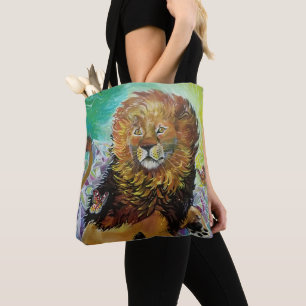 Mystical Crystal Lion Painting "New Worlds"   Tote Bag