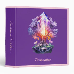 Mystical Crystal Tree on Purple Radiant Gemstone  Binder